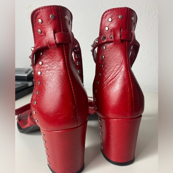 ZADIG & VOLTAIRE May Spikes Red Leather Heel Sandals - Picture 4 of 16